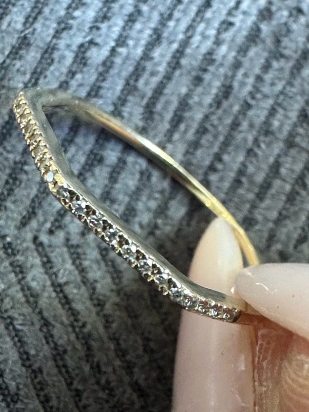 14K Gold genuine diamond geometric stacking ring